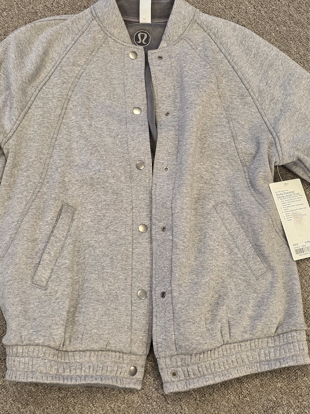 lululemon athletica Kids Light Gray Snap-Front Sweat Jacket